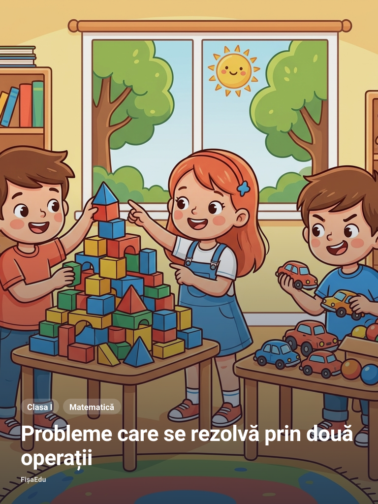 Fișă de lucru: Probleme cu două operații — Clasa I