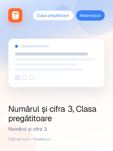 Fișă — Numărul și cifra 3, Clasa pregătitoare